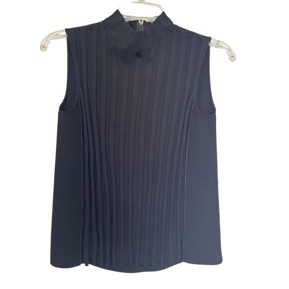 Vince Black Sleeveless Mixed Rib Sleeveless Mock Turtleneck Top Size XXS - Picture 2 of 10